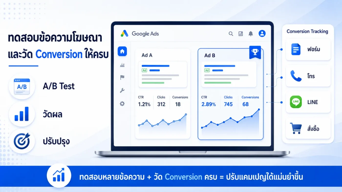 ทดสอบข้อความโฆษณาและวัด Conversion ให้ครบ